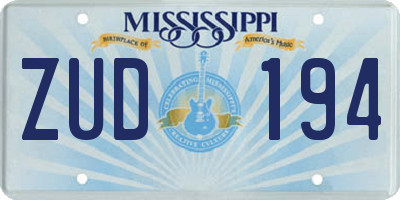 MS license plate ZUD194