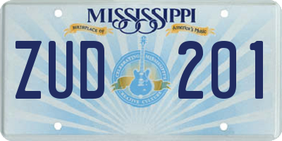 MS license plate ZUD201