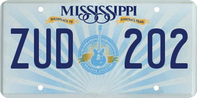 MS license plate ZUD202