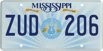 MS license plate ZUD206