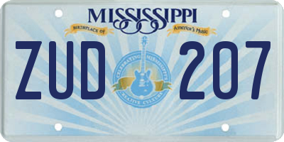 MS license plate ZUD207
