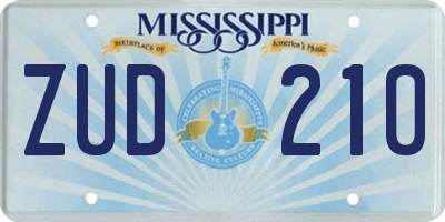 MS license plate ZUD210