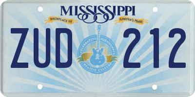 MS license plate ZUD212