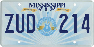 MS license plate ZUD214