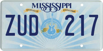 MS license plate ZUD217