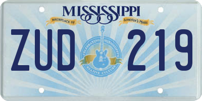 MS license plate ZUD219