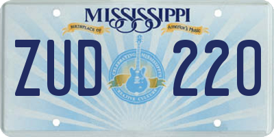 MS license plate ZUD220