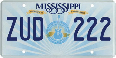 MS license plate ZUD222