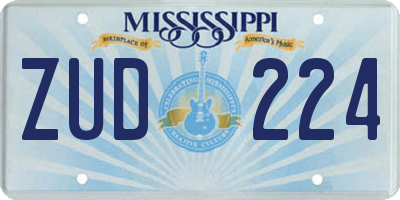 MS license plate ZUD224