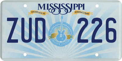 MS license plate ZUD226