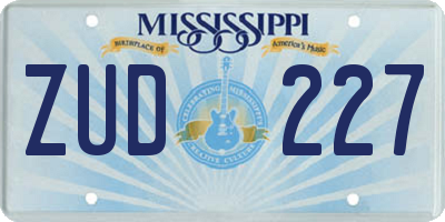 MS license plate ZUD227