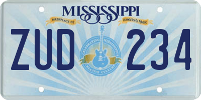 MS license plate ZUD234