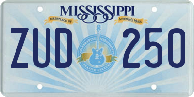 MS license plate ZUD250