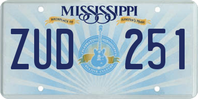 MS license plate ZUD251