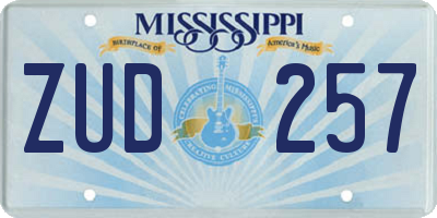MS license plate ZUD257