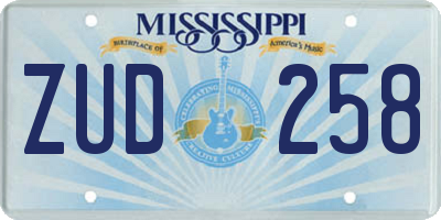 MS license plate ZUD258