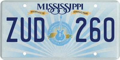 MS license plate ZUD260