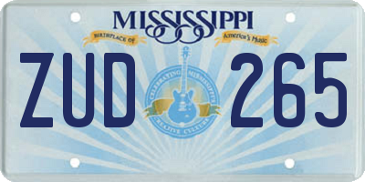 MS license plate ZUD265