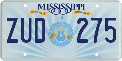 MS license plate ZUD275