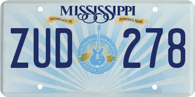 MS license plate ZUD278