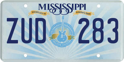 MS license plate ZUD283