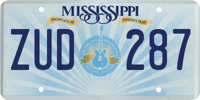 MS license plate ZUD287