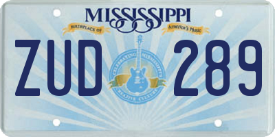 MS license plate ZUD289