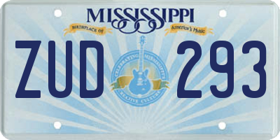 MS license plate ZUD293