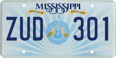 MS license plate ZUD301