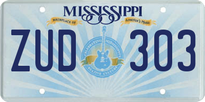MS license plate ZUD303