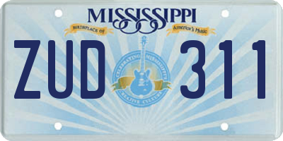 MS license plate ZUD311