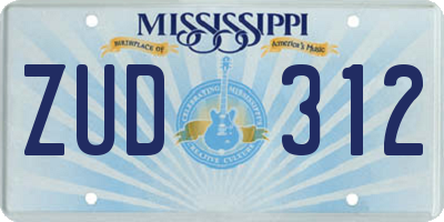 MS license plate ZUD312