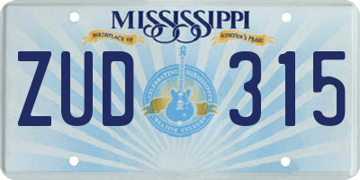 MS license plate ZUD315