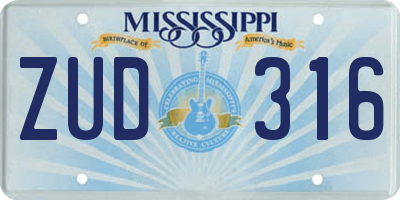 MS license plate ZUD316