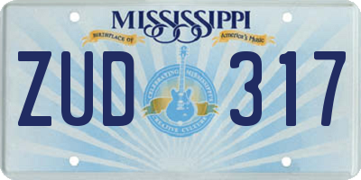 MS license plate ZUD317
