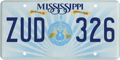 MS license plate ZUD326