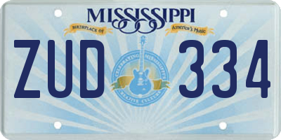MS license plate ZUD334