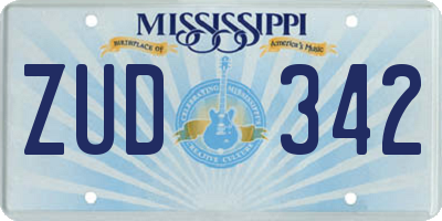 MS license plate ZUD342