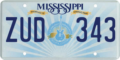 MS license plate ZUD343