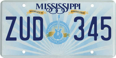 MS license plate ZUD345