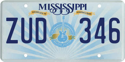 MS license plate ZUD346