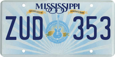 MS license plate ZUD353