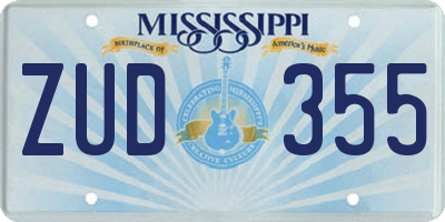MS license plate ZUD355