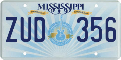 MS license plate ZUD356