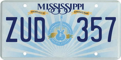 MS license plate ZUD357
