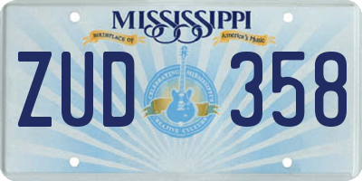 MS license plate ZUD358