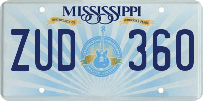 MS license plate ZUD360