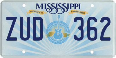 MS license plate ZUD362
