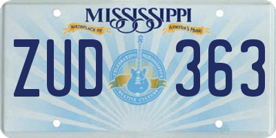 MS license plate ZUD363
