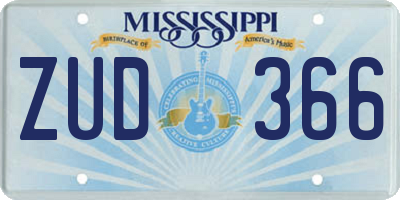 MS license plate ZUD366